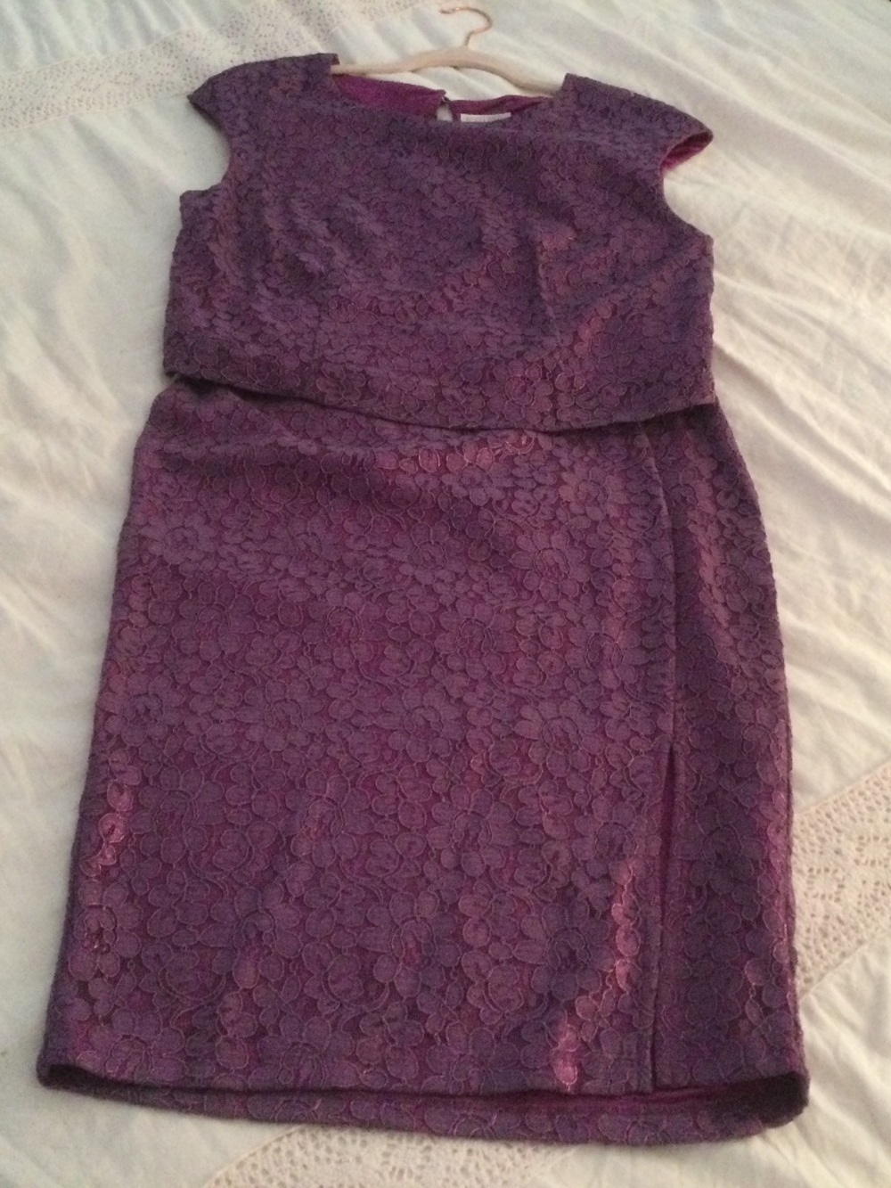 Bisou Bisou Purple Lace 2 Piece Shirt and Top Set 10/L